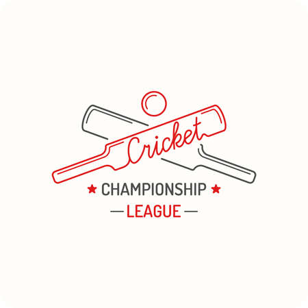Original concept icon cricket in a flat linear style. illustration on a white background. A bat and a ball for cricket.のイラスト素材