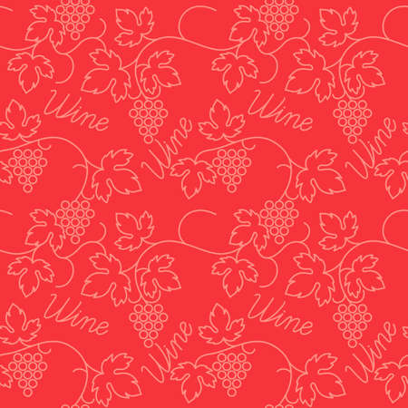 Original seamless flat pattern with grapes and text wine.のイラスト素材