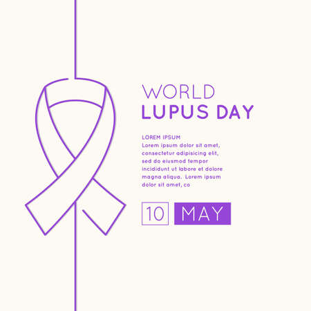 Poster of the world day of struggle with lupus. The Inscription Lupus Day. May 10. Linear pattern belt as a symbol of the fight against lupus.のイラスト素材