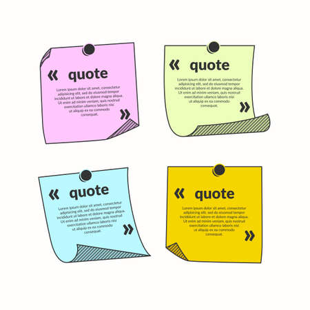 Stick note isolated on white background. Template for quotation with quotation marks.のイラスト素材