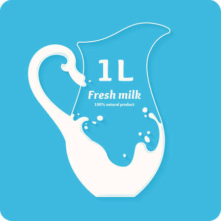 The original concept poster to advertise milk. Poster for sale of fresh natural milk and dairy products.のイラスト素材