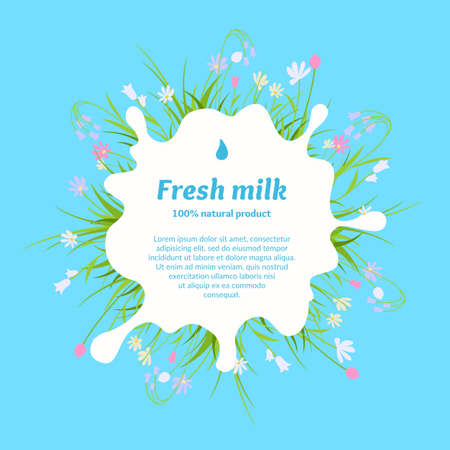 The original concept poster to advertise milk. Poster for sale of fresh natural milk and dairy products.のイラスト素材