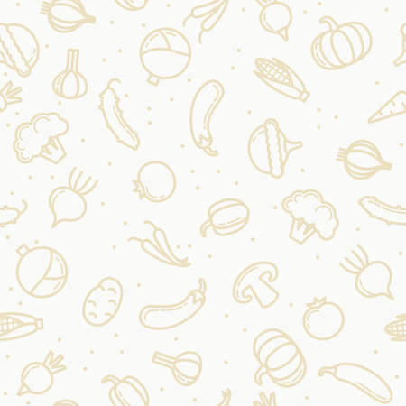 Modern linear seamless pattern vegetables. Vector illustration.のイラスト素材