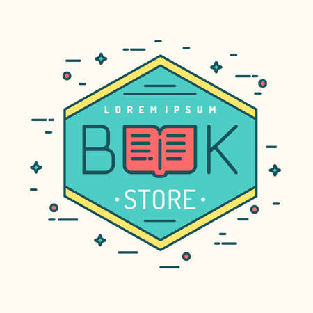 Modern line vector  of the bookstore or business. A bright sign for book fairs, library or exhibition.のイラスト素材