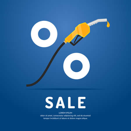 Poster advertising a Discount on fuel. Vector illustration.のイラスト素材