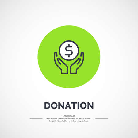 Isolated icon of donations of money, aid and charity.
