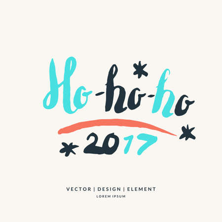 2017. Merry Christmas and Happy New Year. Modern hand drawn lettering phrase. Calligraphy brush and ink. Handwritten inscriptions and quotes for layout and template. Vector illustration of textのイラスト素材