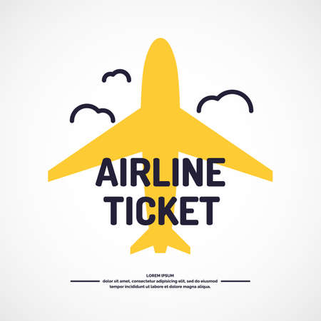Vector illustration Airline Ticket for Buying air tickets. Poster for sale of trips and tours.のイラスト素材