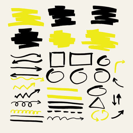Highlighter. Set of  elements for presentations drawn with a marker.のイラスト素材