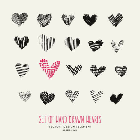 Hand drawn hearts. Design elements for Valentine day.のイラスト素材