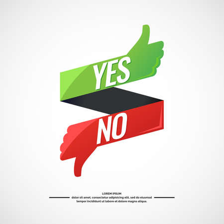 Yes and no sign of product quality and choice. Thumbs Up and Down Poster. Vector illustration.のイラスト素材