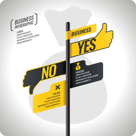 Yes and no sign of product quality and choice. Business infographics success and goal achievement.. Vector illustration.のイラスト素材