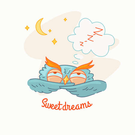 Trendy owls draw with the phrase. Vector illustration and template.のイラスト素材