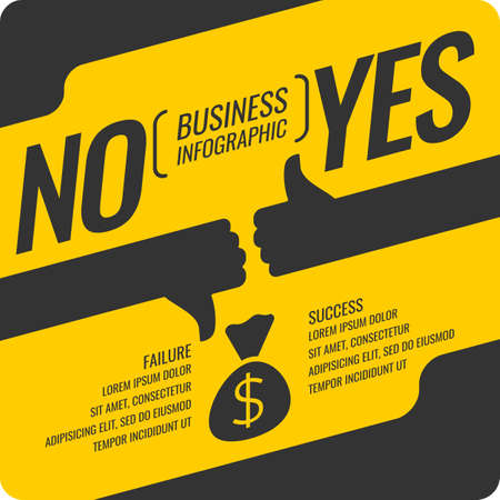 Yes and no sign of product quality and choice. Business infographics success and goal achievement.. Vector illustration.のイラスト素材