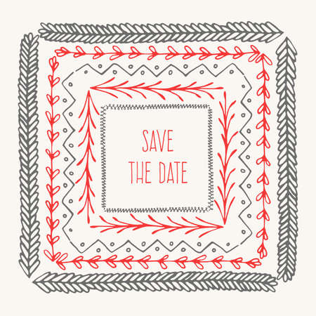 Save the Date. Vintage vector drawing frames to your template.のイラスト素材