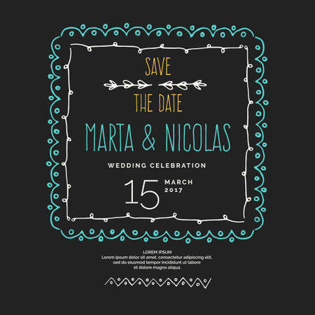 Save the Date. Vintage vector drawing frames to your template.のイラスト素材