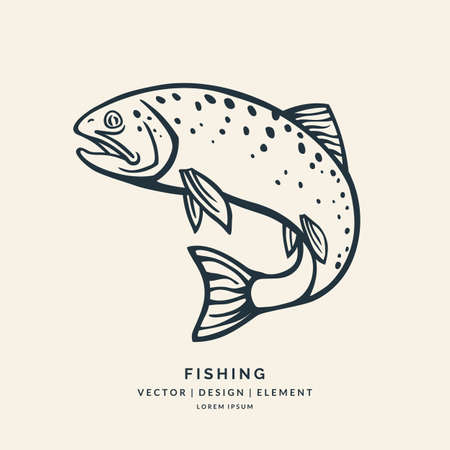 Trout fish jumping out of the water.のイラスト素材
