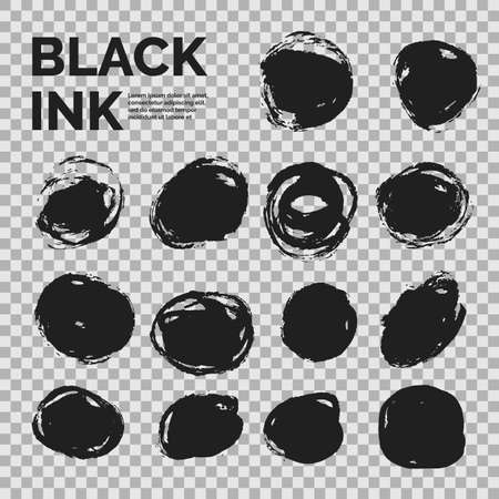 Abstract background. Set of black vector ink rounds with a dry brush.のイラスト素材
