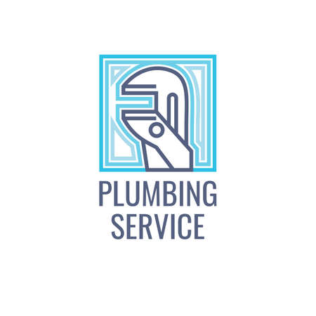 Logo, plumbing service. Signs replacement and repair of pipelines in the house.のイラスト素材