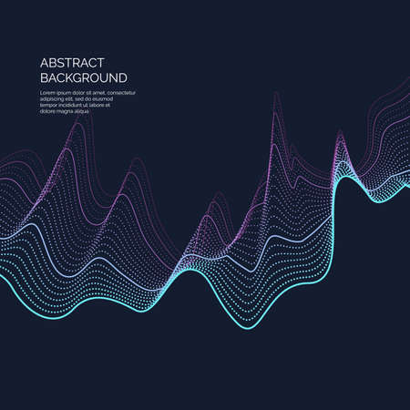 Abstract background with a dynamic waves and particles. Vector illustration.のイラスト素材