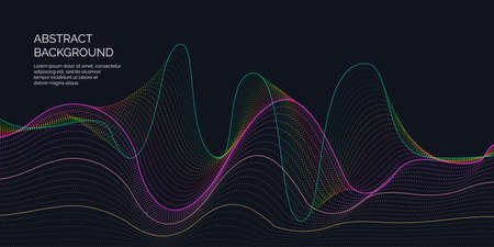Vector abstract background with a dynamic waves and particles. Illustration suitable for motion design.のイラスト素材