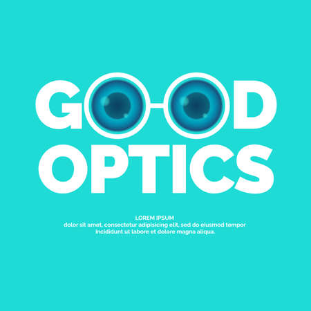 Modern vector logo good optics. In a flat style on blue background for clinics, medical and shopsのイラスト素材