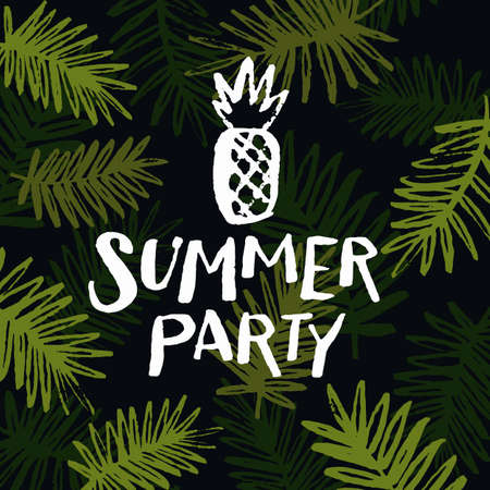 Hello summer. Modern hand drawn lettering phrase. Calligraphy brush and ink. Handwritten inscriptions and quotes for layout and template. Vector illustration of textのイラスト素材