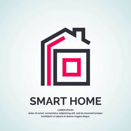 House logo Smart. Vector illustration in a flat linear style on white backgroundのイラスト素材