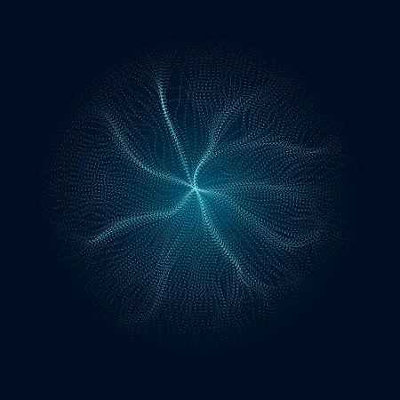 Modern vector illustration with a deformed circle shape of the particles of blue color on a dark background. Good as a template for your designのイラスト素材