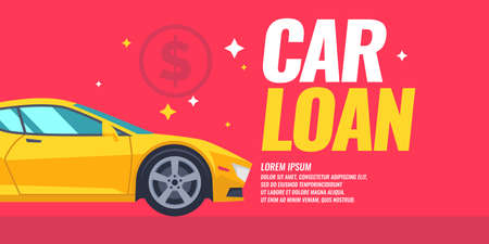 Poster loan car. Vector illustration in cartoon style for commercial and businessのイラスト素材