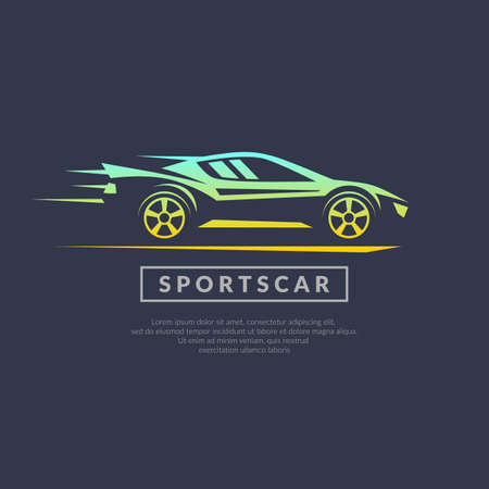 Modern vector logo sports cars on a dark background in linear styleのイラスト素材