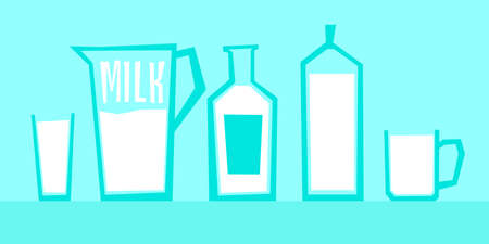 Vector illustration of milk in different glass containersのイラスト素材