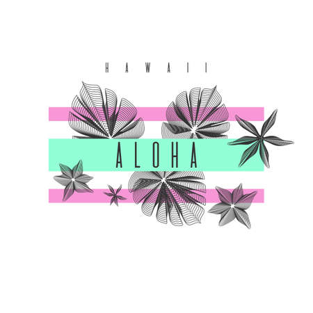 Aloha Hawaii. Stylish poster, trendy graphics. Vector illustration.のイラスト素材