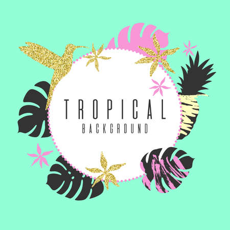 Tropical exotic plants. Stylish background, trendy graphics. Vector illustration.のイラスト素材