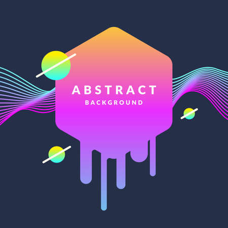 Bright abstract background with a dynamic waves, splash and rhomb in a minimalist style. Vector illustration with frame for textのイラスト素材