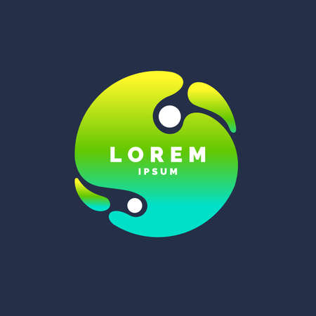 Bright poster with strain gradient circle on a dark background, template for design and place for text. Vector illustrationのイラスト素材