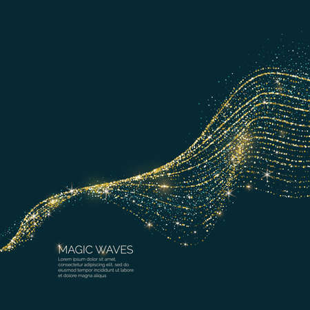 Vector illustration of a magic wave with shining particles of glitterのイラスト素材