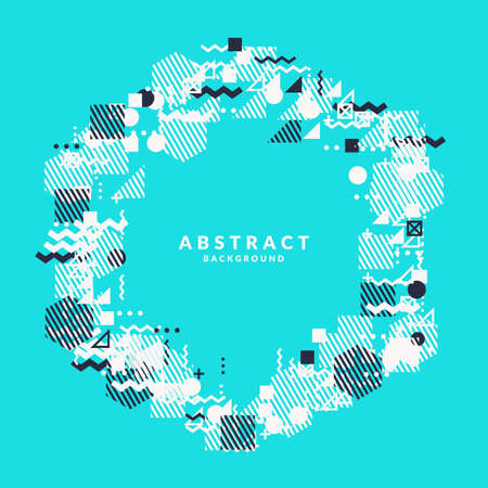 Trendy abstract art geometric background with flat, minimalistic Memphis style. Vector poster with elements for designのイラスト素材
