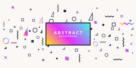 Trendy abstract art geometric background with flat, minimalistic Memphis style. Vector poster with elements for designのイラスト素材