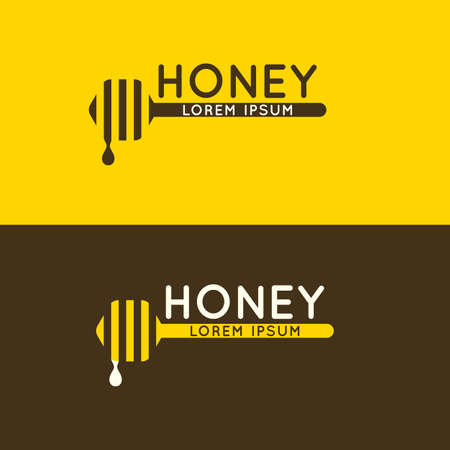 Logo of bee honey. Stylish and modern logo for beekeeping. Vector illustration.のイラスト素材
