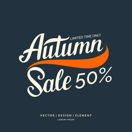 Autumn sale lettering on a dark background. Vector illustration.のイラスト素材