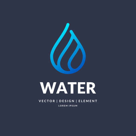 Water drop modern line vector logo illustration in a minimalistic style on a dark backgroundのイラスト素材