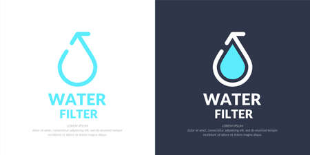 Modern line vector logo of the water filter. Illustration in a minimalistic style.のイラスト素材