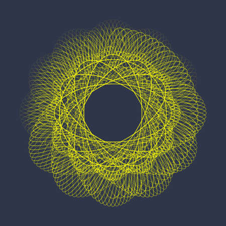 Modern vector illustration with a deformed circle shape of the particles of blue color on a dark background. Good as a template for your designのイラスト素材