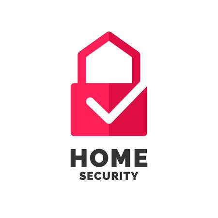 Modern minimalistic vector logo design for home security. Vector Illustration.のイラスト素材