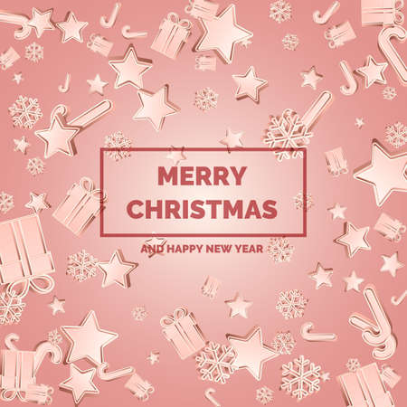Merry Christmas and Happy New Year. Poster for layout and template. Vector illustrationのイラスト素材