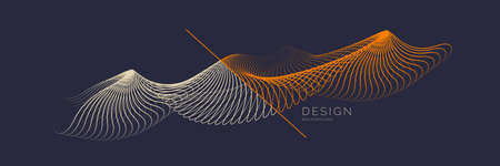 Vector abstract background with dynamic waves, line and particles. Illustration suitable for design
