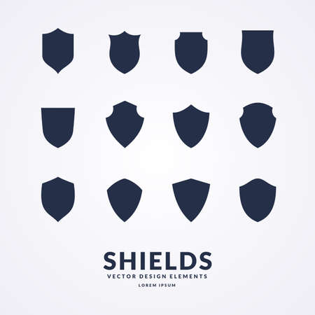 Set of different shields, templates for design of signs. Vector illustration.のイラスト素材