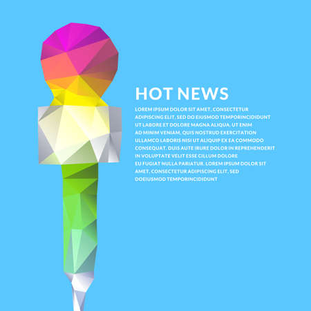 Bright vector poster with the news of a microphone in polygonal style. Vector illustrationのイラスト素材