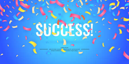 Festive abstract background with confetti. Vector template for design.のイラスト素材